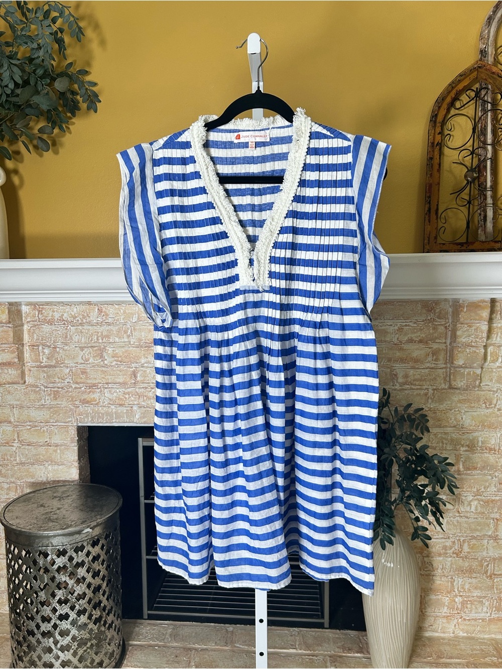 Jude Connally Blue & White Stripe Cotton Tunic Dress | XS | Coastal Resort #143 - Picture 3 of 9